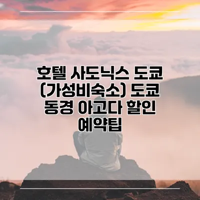 호텔 사도닉스 도쿄 (가성비숙소) 도쿄 동경 아고다 할인 예약팁