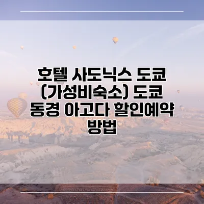 호텔 사도닉스 도쿄 (가성비숙소) 도쿄 동경 아고다 할인예약 방법