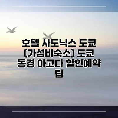 호텔 사도닉스 도쿄 (가성비숙소) 도쿄 동경 아고다 할인예약 팁