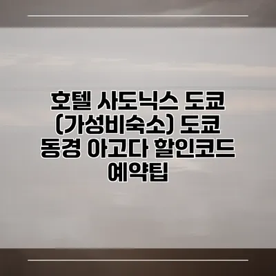 호텔 사도닉스 도쿄 (가성비숙소) 도쿄 동경 아고다 할인코드 예약팁