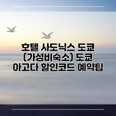 호텔 사도닉스 도쿄 (가성비숙소) 도쿄 아고다 할인코드 예약팁