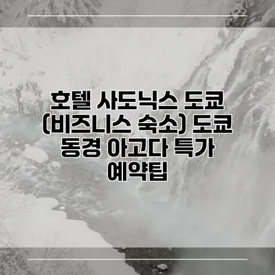 호텔 사도닉스 도쿄 (비즈니스 숙소) 도쿄 동경 아고다 특가 예약팁