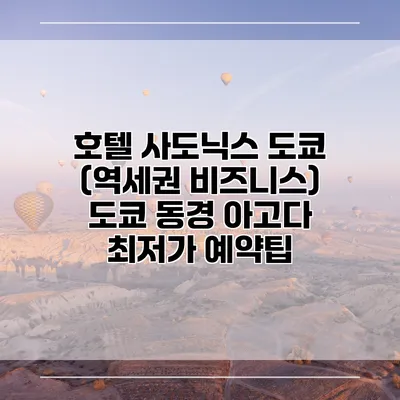호텔 사도닉스 도쿄 (역세권 비즈니스) 도쿄 동경 아고다 최저가 예약팁