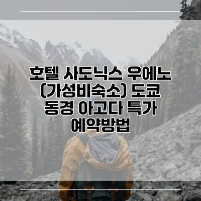 호텔 사도닉스 우에노 (가성비숙소) 도쿄 동경 아고다 특가 예약방법