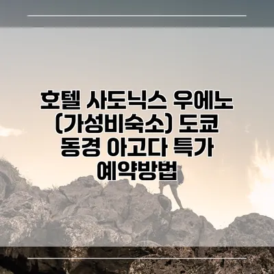 호텔 사도닉스 우에노 (가성비숙소) 도쿄 동경 아고다 특가 예약방법