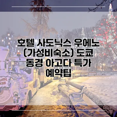 호텔 사도닉스 우에노 (가성비숙소) 도쿄 동경 아고다 특가 예약팁