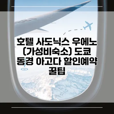 호텔 사도닉스 우에노 (가성비숙소) 도쿄 동경 아고다 할인예약 꿀팁