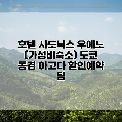호텔 사도닉스 우에노 (가성비숙소) 도쿄 동경 아고다 할인예약 팁