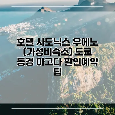 호텔 사도닉스 우에노 (가성비숙소) 도쿄 동경 아고다 할인예약 팁