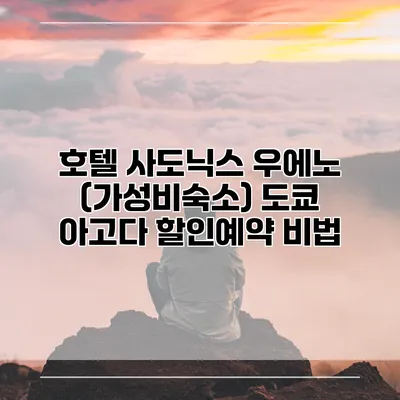 호텔 사도닉스 우에노 (가성비숙소) 도쿄 아고다 할인예약 비법