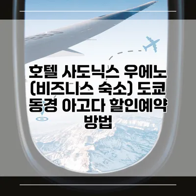 호텔 사도닉스 우에노 (비즈니스 숙소) 도쿄 동경 아고다 할인예약 방법