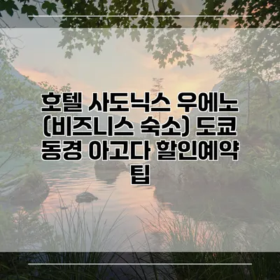 호텔 사도닉스 우에노 (비즈니스 숙소) 도쿄 동경 아고다 할인예약 팁