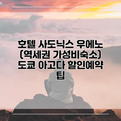 호텔 사도닉스 우에노 (역세권 가성비숙소) 도쿄 아고다 할인예약 팁
