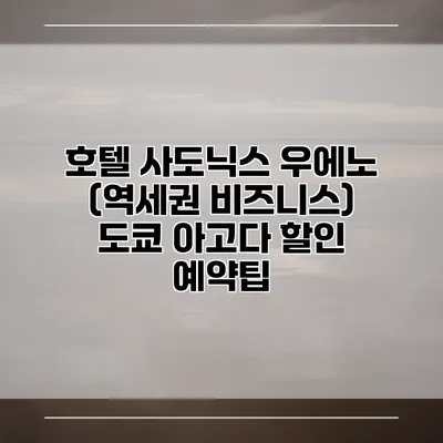 호텔 사도닉스 우에노 (역세권 비즈니스) 도쿄 아고다 할인 예약팁