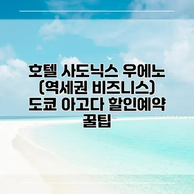 호텔 사도닉스 우에노 (역세권 비즈니스) 도쿄 아고다 할인예약 꿀팁