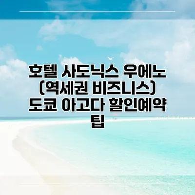 호텔 사도닉스 우에노 (역세권 비즈니스) 도쿄 아고다 할인예약 팁