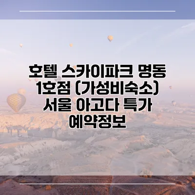 호텔 스카이파크 명동 1호점 (가성비숙소) 서울 아고다 특가 예약정보