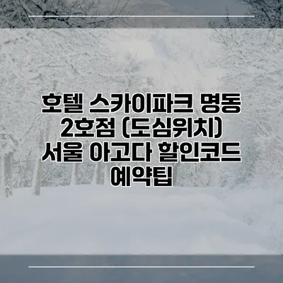 호텔 스카이파크 명동 2호점 (도심위치) 서울 아고다 할인코드 예약팁