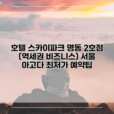 호텔 스카이파크 명동 2호점 (역세권 비즈니스) 서울 아고다 최저가 예약팁
