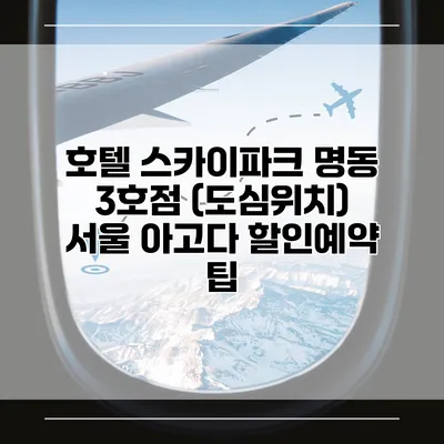 호텔 스카이파크 명동 3호점 (도심위치) 서울 아고다 할인예약 팁