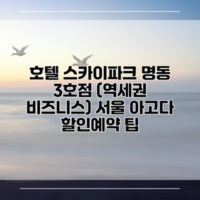 호텔 스카이파크 명동 3호점 (역세권 비즈니스) 서울 아고다 할인예약 팁